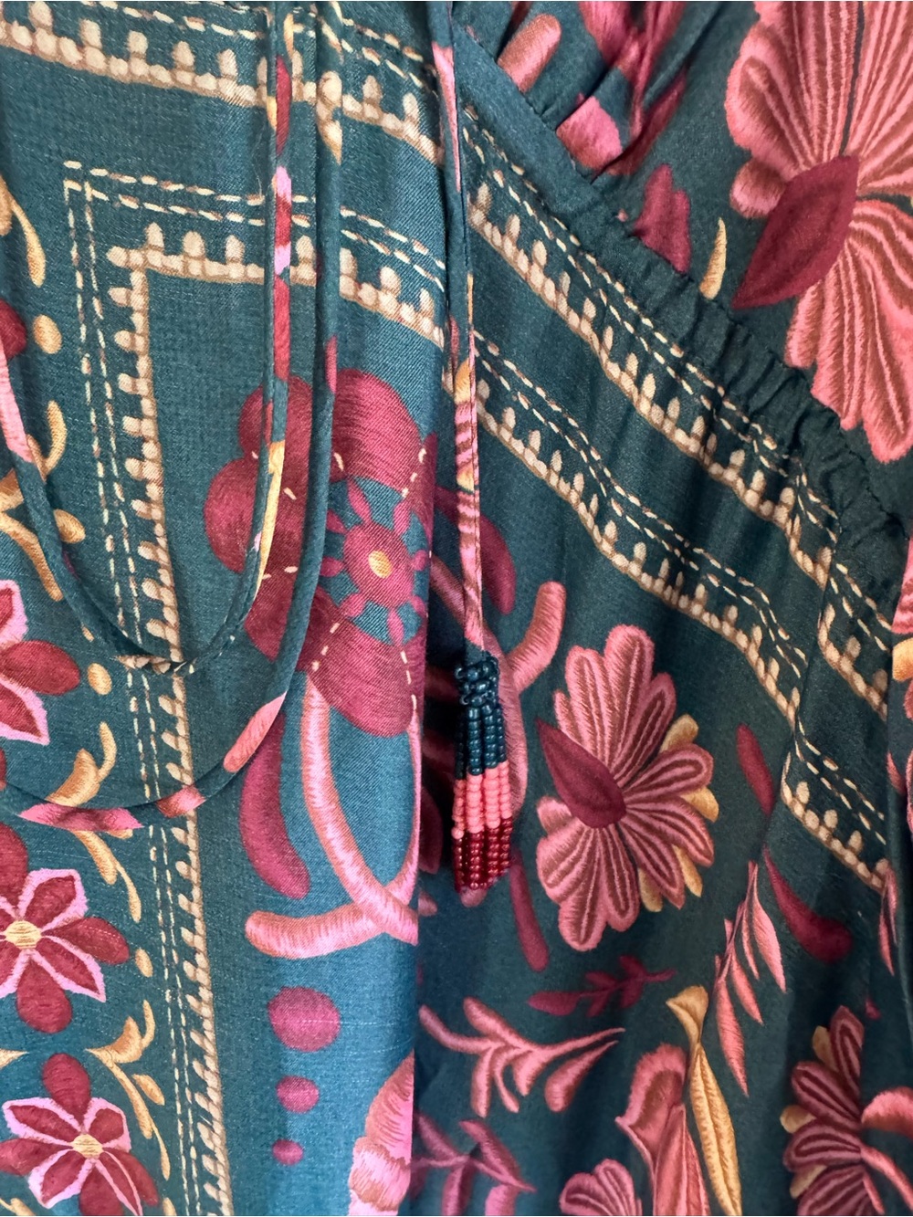 FARM Rio Teal and Rose-Pink Printed V-Neck Maxi Dress - Picture 6 of 9